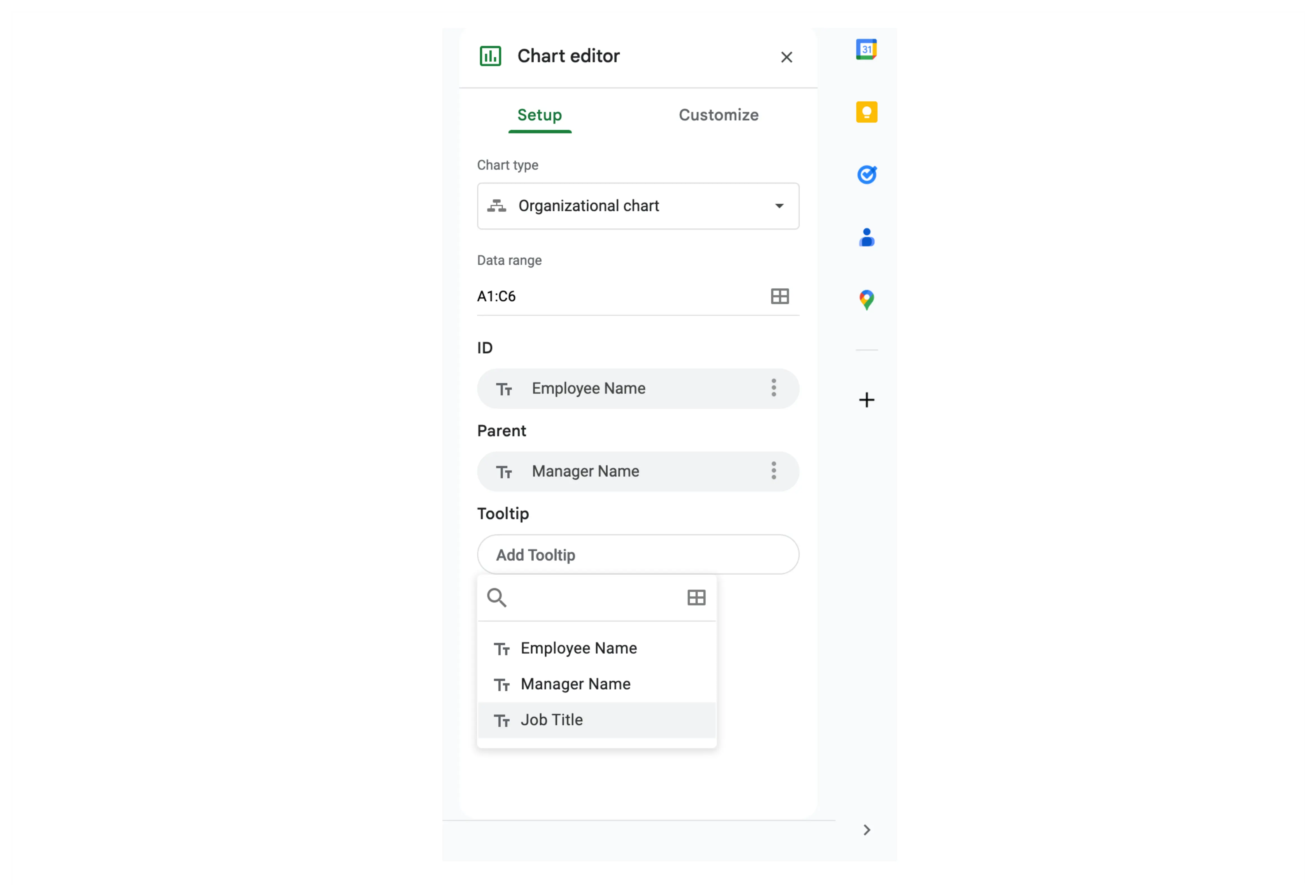 Select the header - how to make an org chart in google sheets