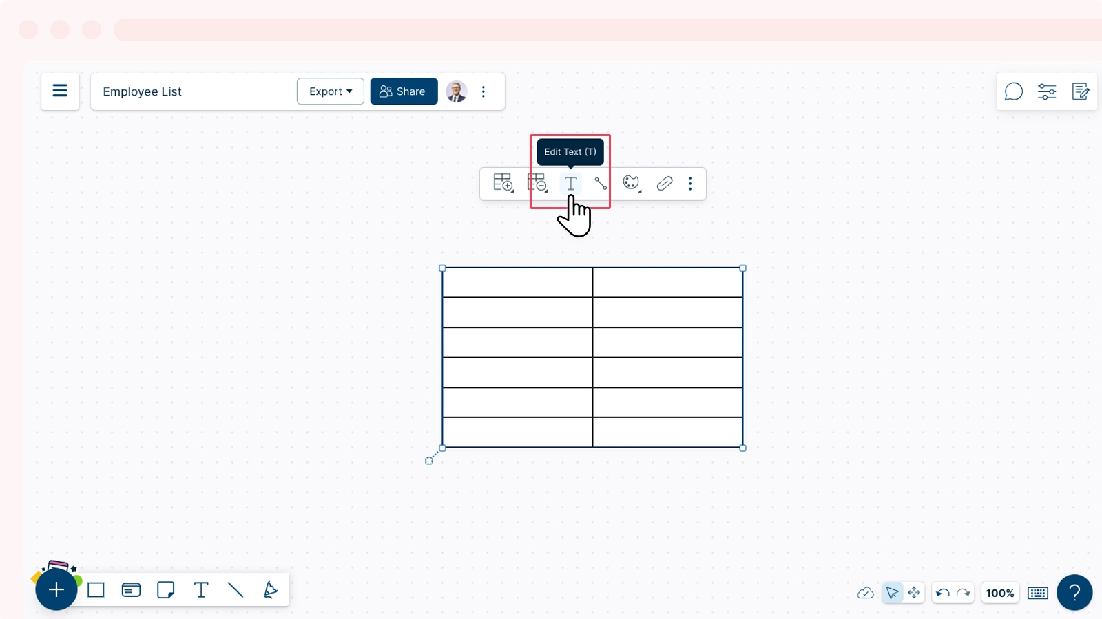 Add Text to a Table Cell