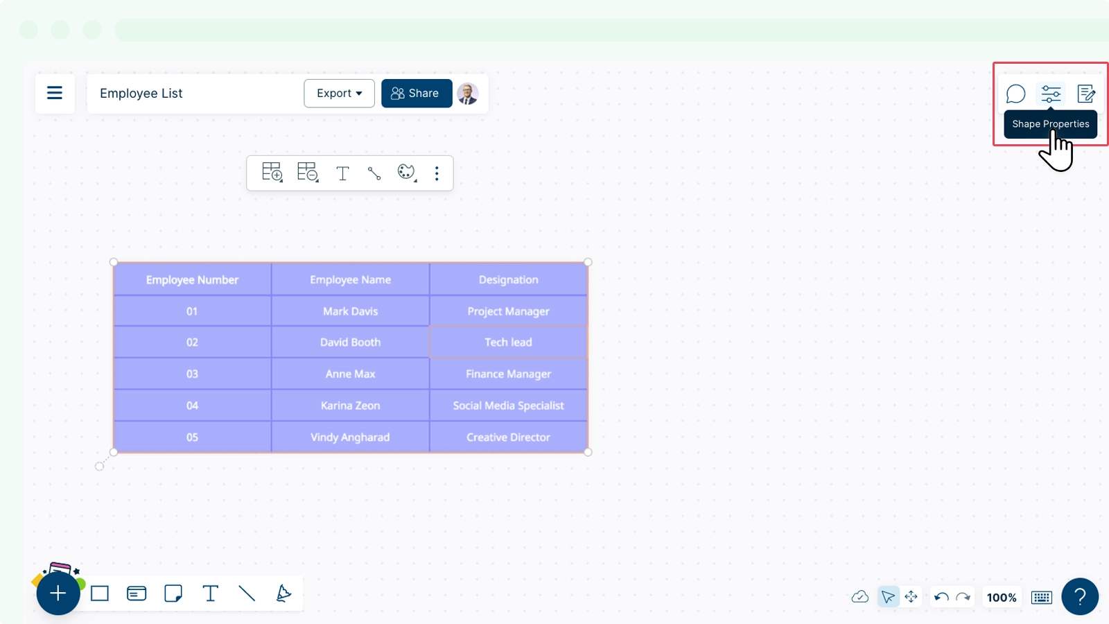 Add Color to Table Cell Using Shapes Properties