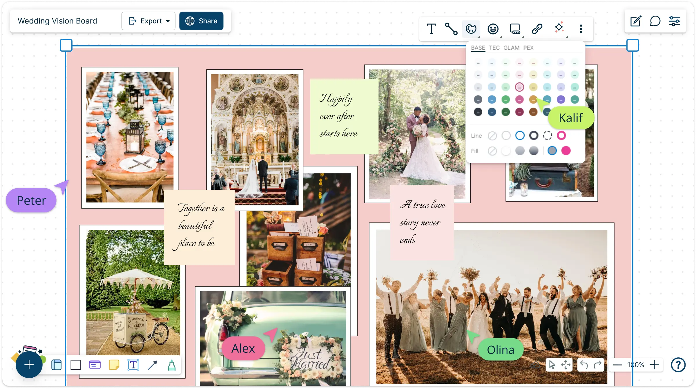 Snapshot of Creately's vision board maker app